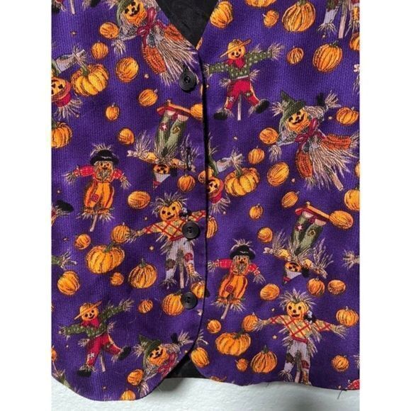 Vintage Women’s Scarecrow‎ Pumpkin Halloween Vest Large - Picture 5 of 7
